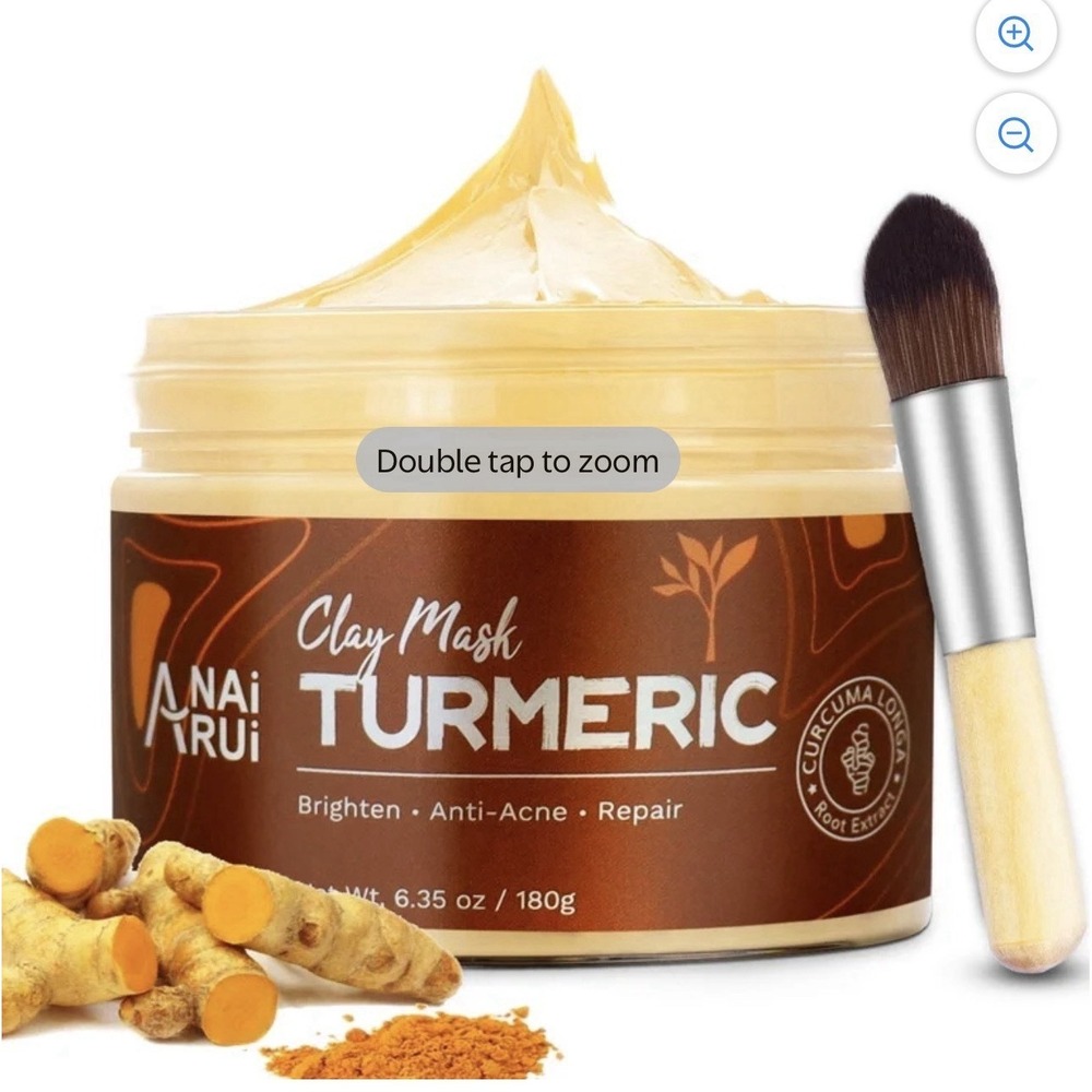 ANairui Turmeric Clay Mask Brightening Anti-Acne Face Mask w/ Brush 6.35oz 180g